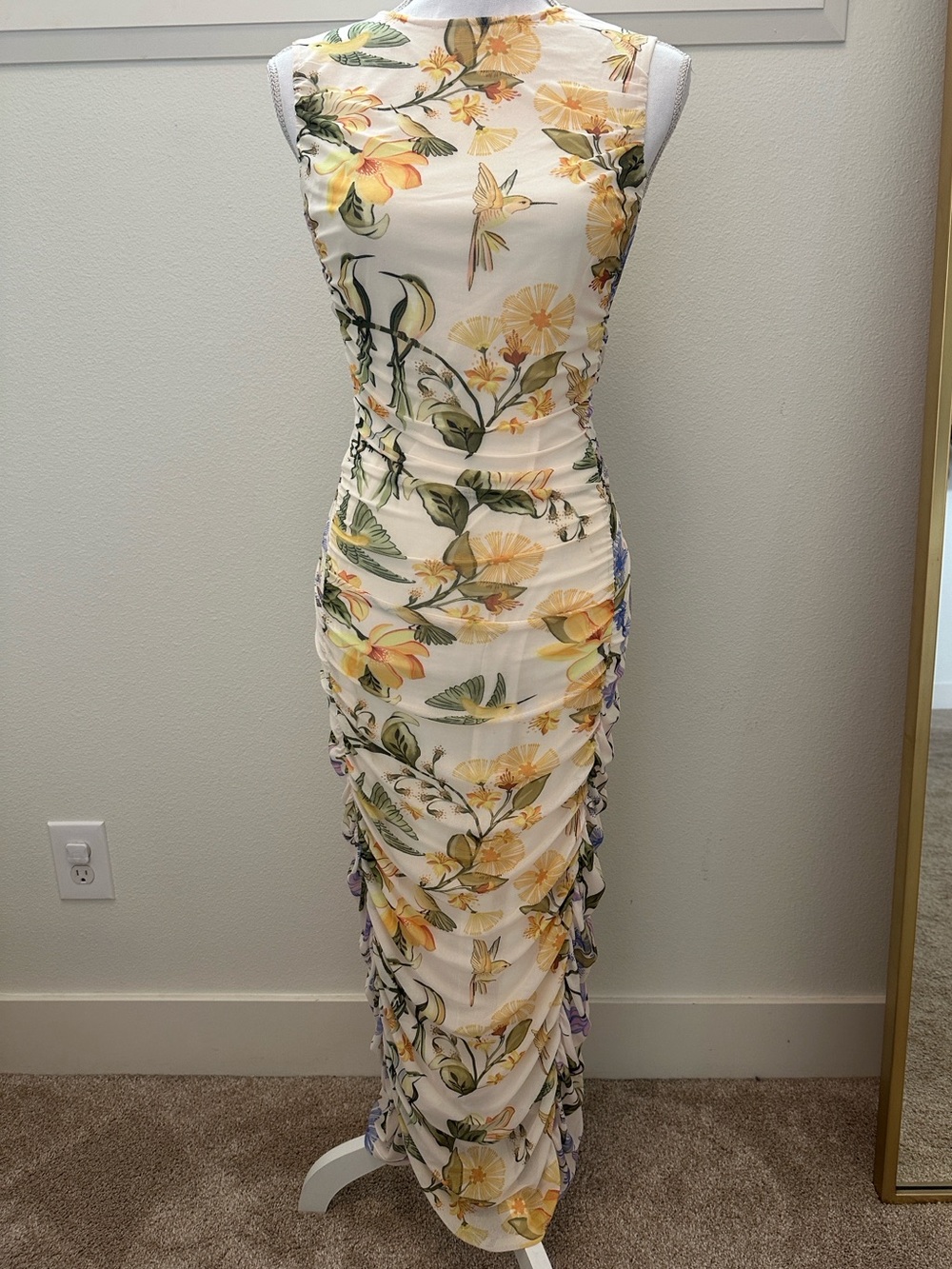 FARM RIO X ANTHROPOLOGIE sleeveless mesh midi dress